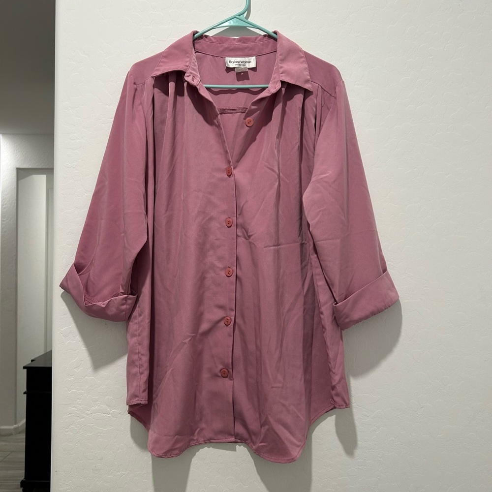 Purple button down top